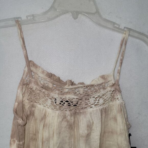 Black Tape Top Womens S Cocoa Tie Dye Boho Peplum Knot Side Tank‎ Crochet Trim - Picture 4 of 12